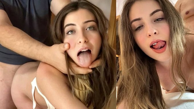 Corrida Caliente Sobre La Cara De Una Latina Curvilínea